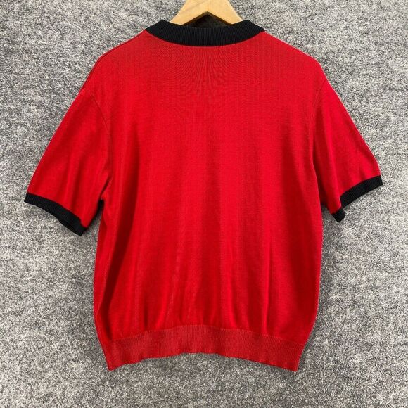 Southern Lady Sweater Pullover Women M Medium Red Knit Crew Neck Short Sleeve - Picture 2 of 8